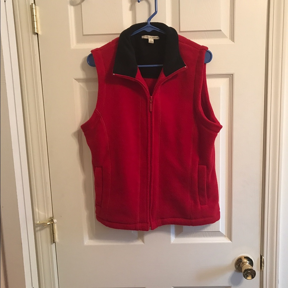 Carolyn Taylor Red Full-Zip Fleece Vest Size L NWOT - Picture 4 of 10